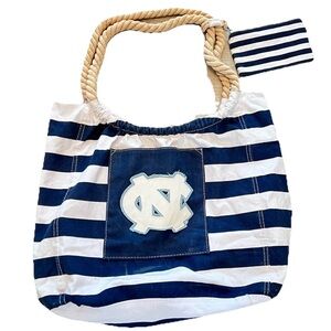 UNC Tar Heels Beach Tote Bag With Matching Card Wallet Striped North Carolina